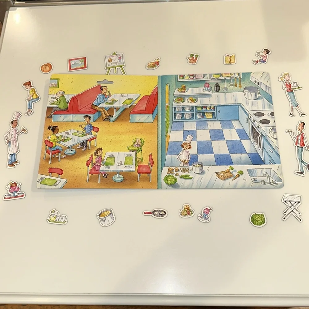 IMAGINETICS Magnetic Restaurant Scene and 19 Magnets - Complete